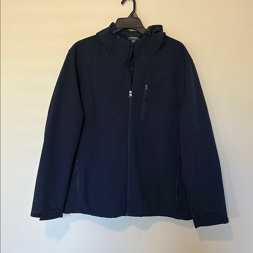 Outdoor Life Blue Windbreaker with High Collar and Smooth Finish